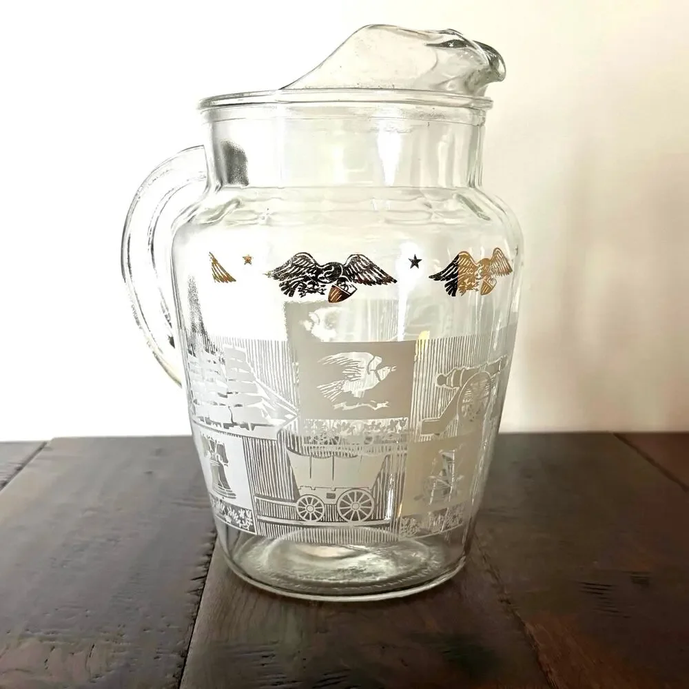 Vintage Anchor Hocking Colonial Days Glass Pitcher | Early American Prescut